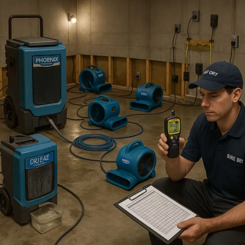 Structural Drying and Dehumidification process in Roseland, NJ